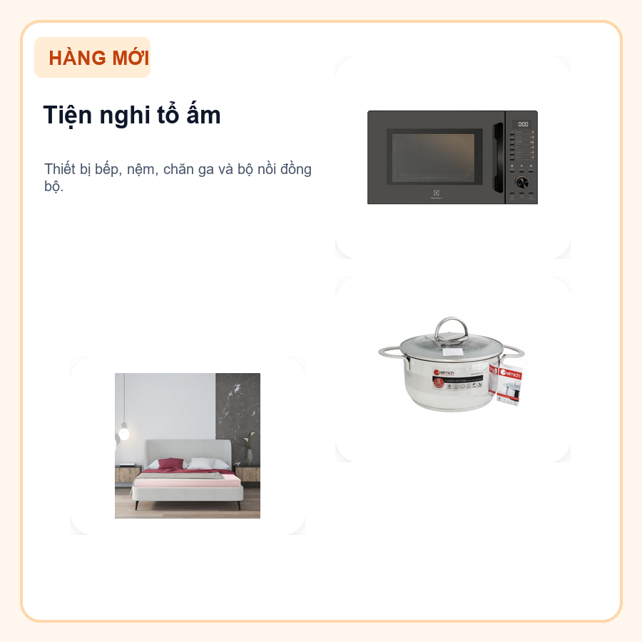 Poster thiết bị bếp, nệm và chăn ga