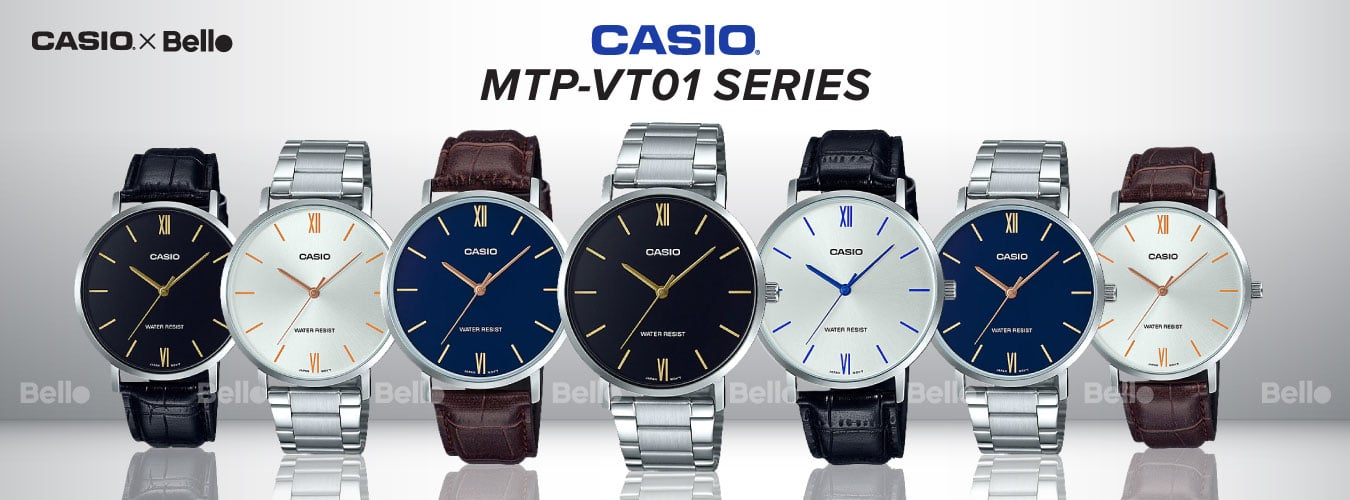 Đồng hồ nam Casio MTP-VT01 mặt trắng