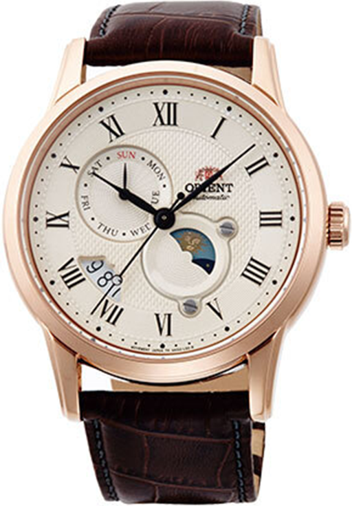 Đồng hồ Orient Sun and Moon dây da